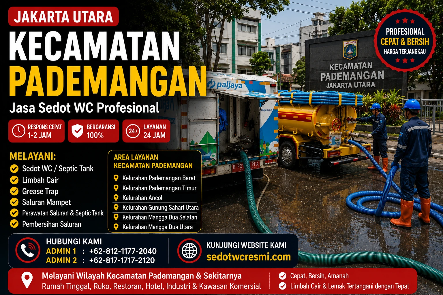 Jasa sedot WC Kecamatan Pademangan Jakarta Utara