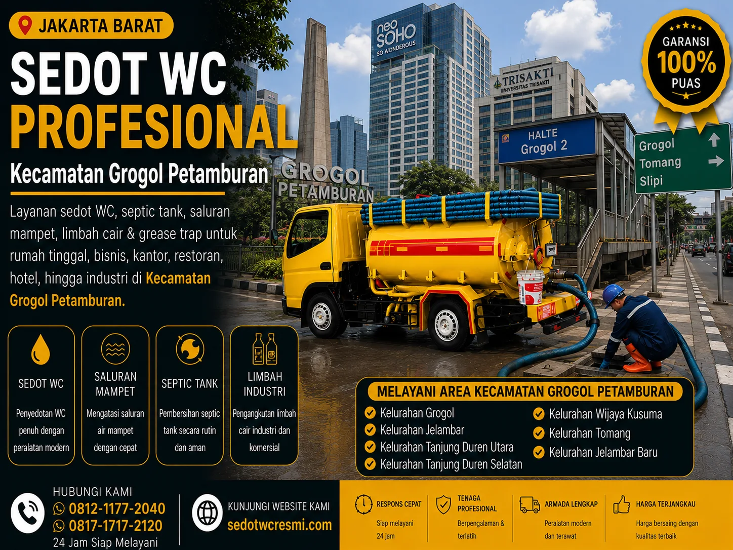 Jasa sedot WC profesional Kecamatan Grogol Petamburan, Jakarta Barat - Sedot WC Resmi