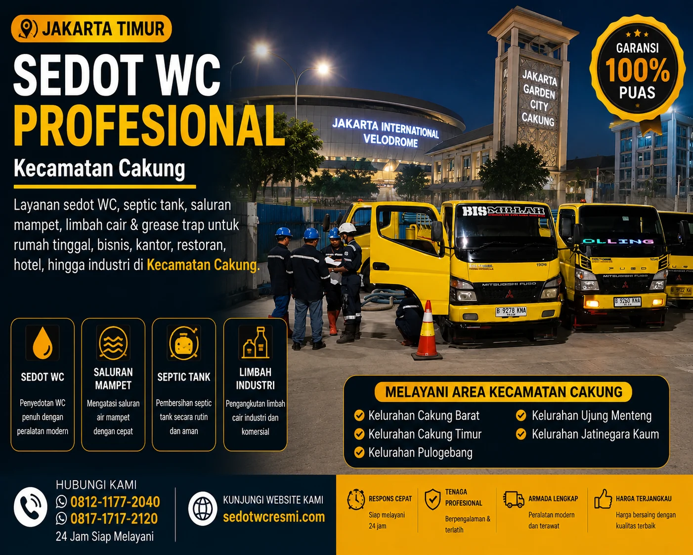 Sedot WC profesional di Kecamatan Cakung Jakarta Timur dengan armada truk tangki