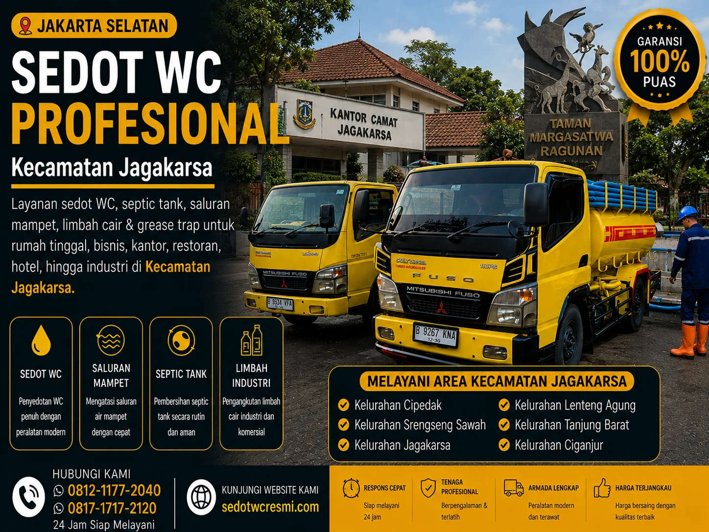 Sedot WC profesional di Kecamatan Jagakarsa Jakarta Selatan dengan armada truk tangki