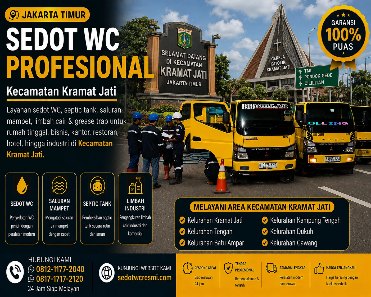 Sedot WC profesional di Kecamatan Kramat Jati Jakarta Timur dengan armada truk tangki